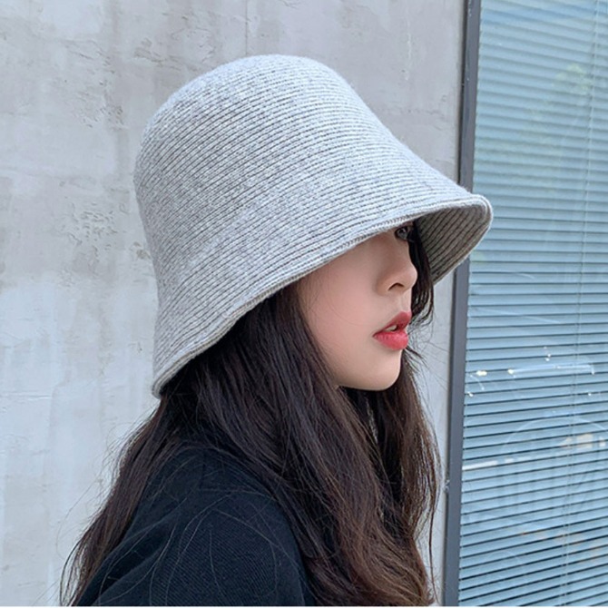트윌 니팅 버킷햇 여성 벙거지 겨울 방한 모자